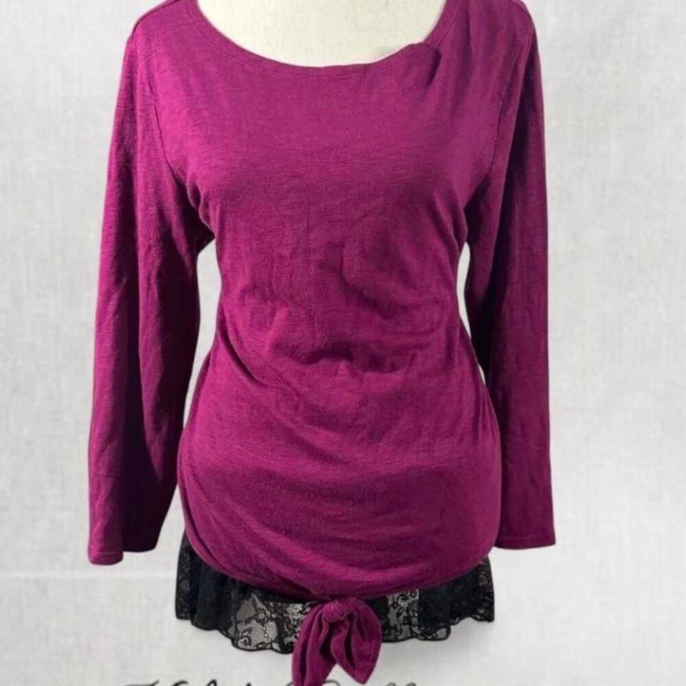 Classic Fairy Goth Deep Purple Tie Front Long Sleeve Top
